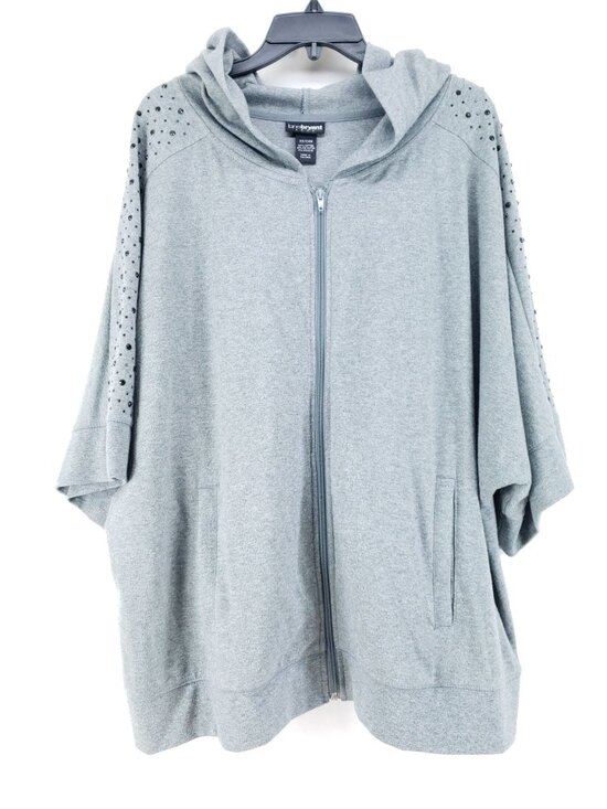 Lane Bryant Jackets & Blazers - Lane Bryant Womens Size 22/24 Fashion Jacket Hooded Gray Embellished